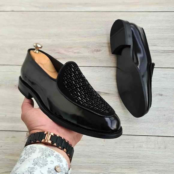 Men\'s Leather Loafers with Stone Details